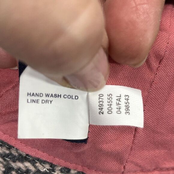 GAP Preppy Herringbone Hat S/M Wool Blend Lined Pink Band Bucket Cloche - Picture 7 of 7